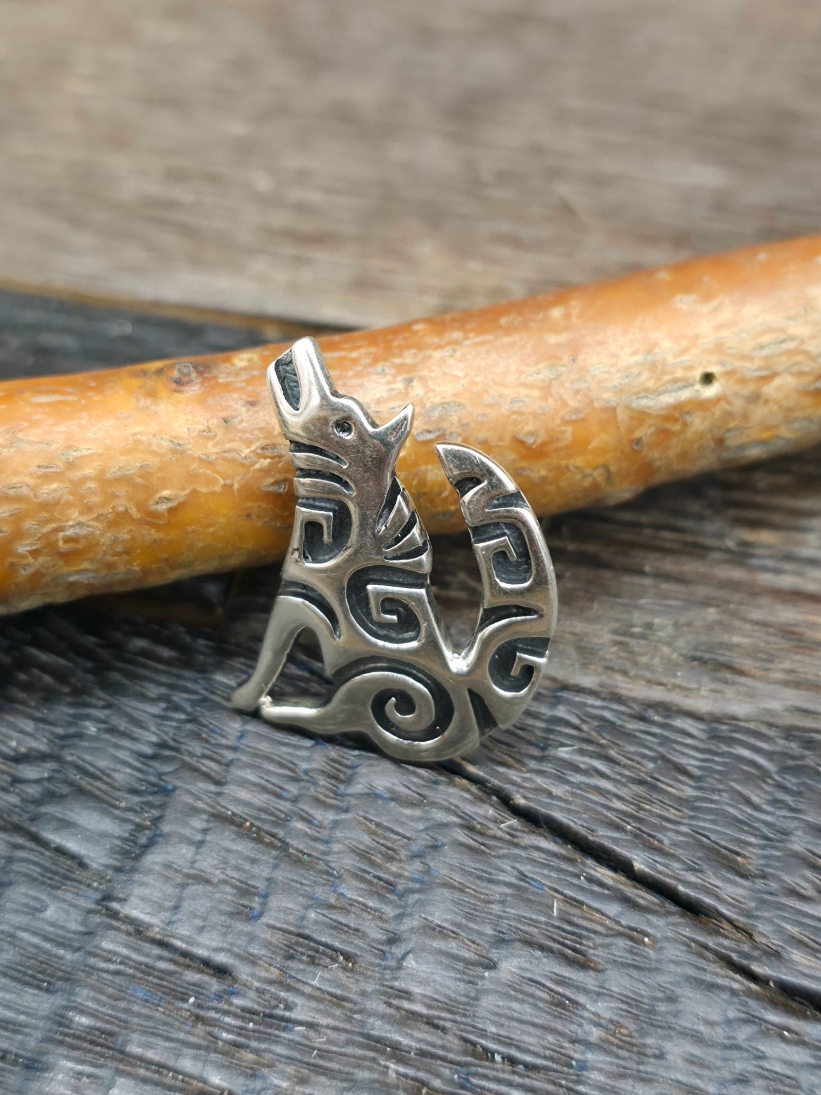 Sterling Silver Overlay Coyote Pin - 1 in. by 1 in.