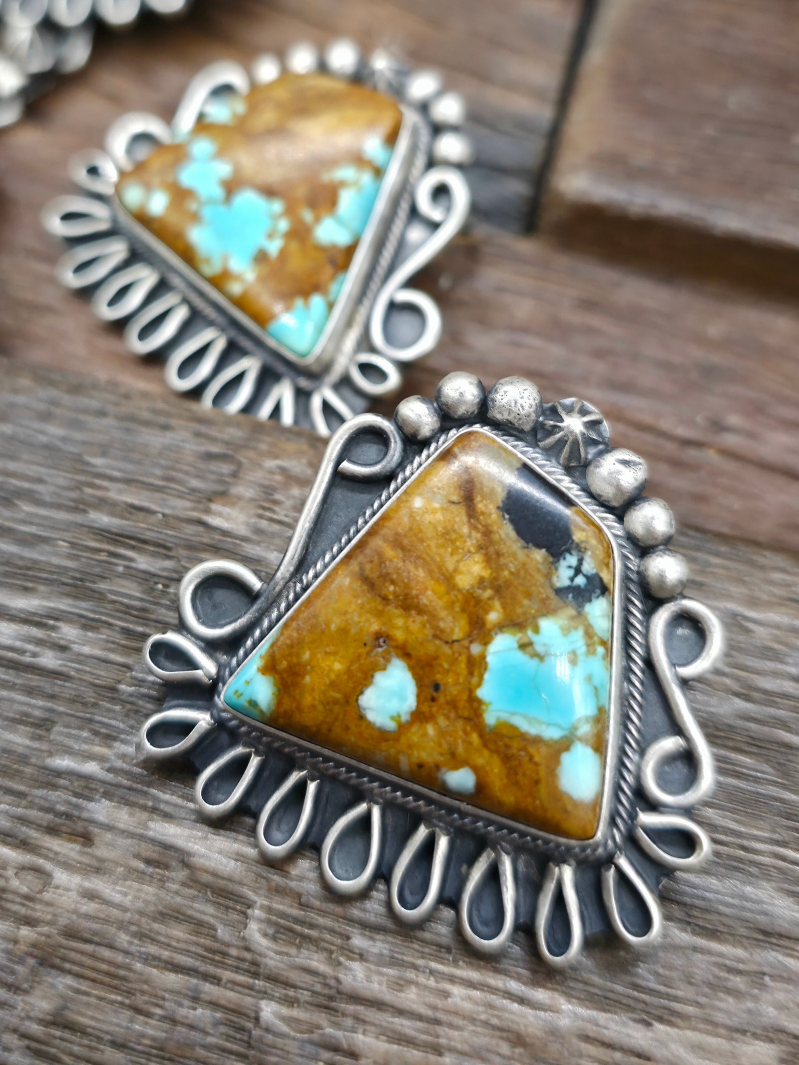 Sterling Silver Blue Gem Turquoise Necklace and Earring Set by Bob Becenti - 20 in.