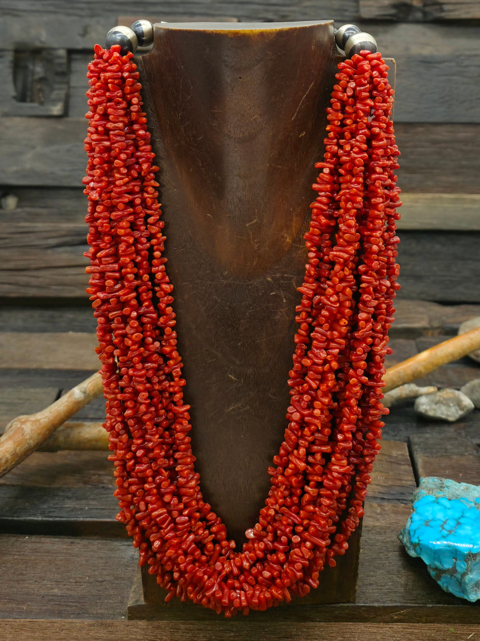 Ten Strand Coral Nugget Necklace by Fred Archuleta - 24 in.