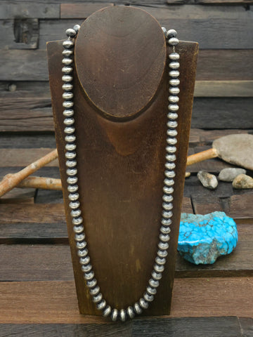 Sterling Silver Golden Hill Turquoise Squash Blossom Necklace by T. Smith - 24 in.