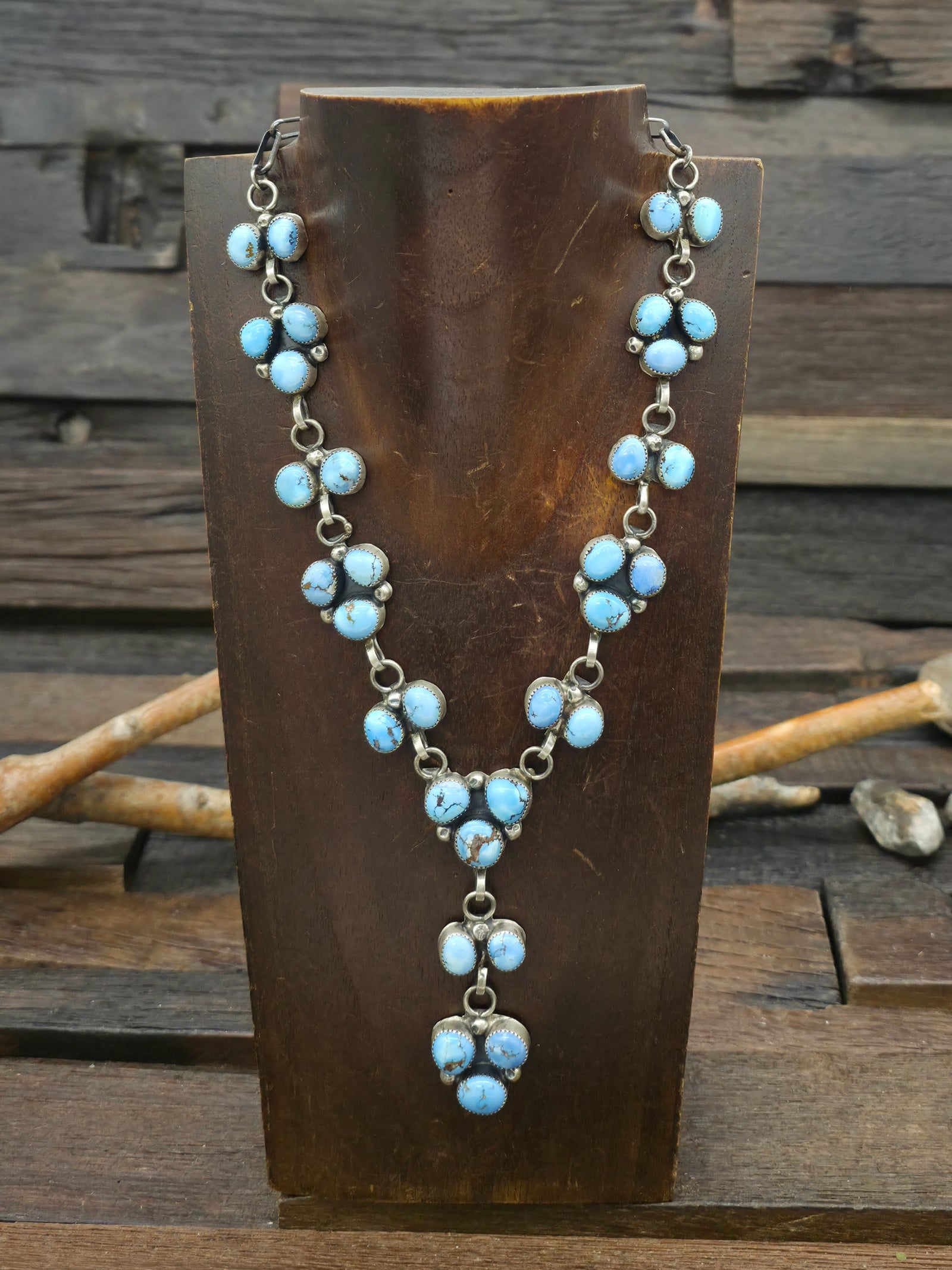Sterling Silver Golden Hills Turquoise Lariat by Juanita McDonald - 18 in. with 2 in. Drop