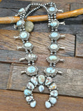 Sterling Silver Golden Hill Turquoise Squash Blossom Necklace by T. Smith - 24 in.