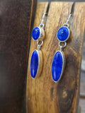 Sterling Silver Lapis Lariat Necklace and Earring Set by Rosella Paxson - 22 in.