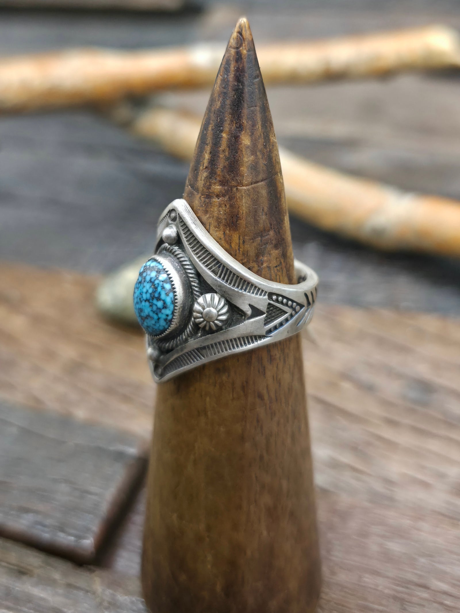 Sterling Silver Kingman Turquoise Ring by Calvin Martinez - Size 11