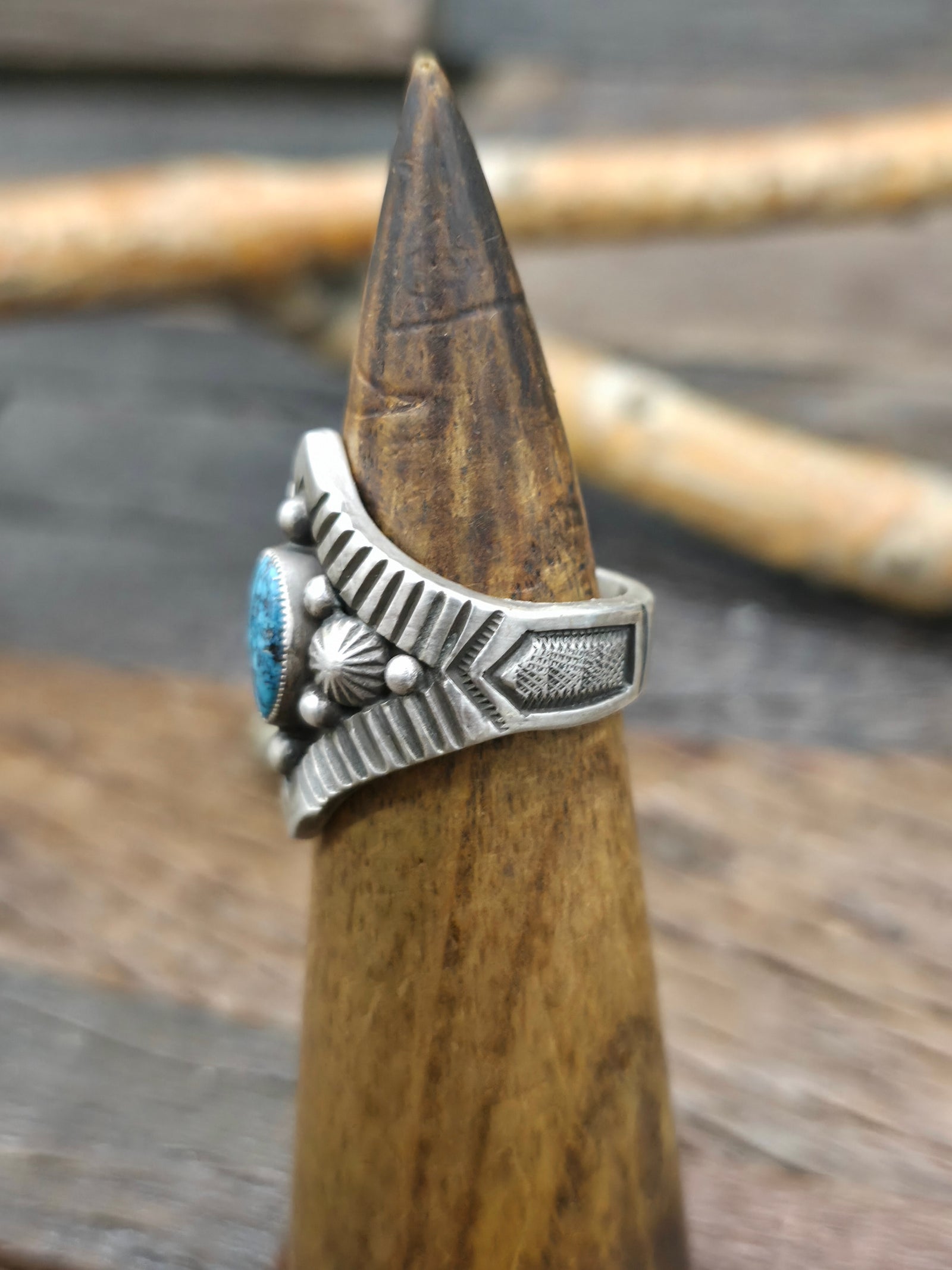 Sterling Silver Kingman Turquoise Ring by Calvin Martinez - Size 10