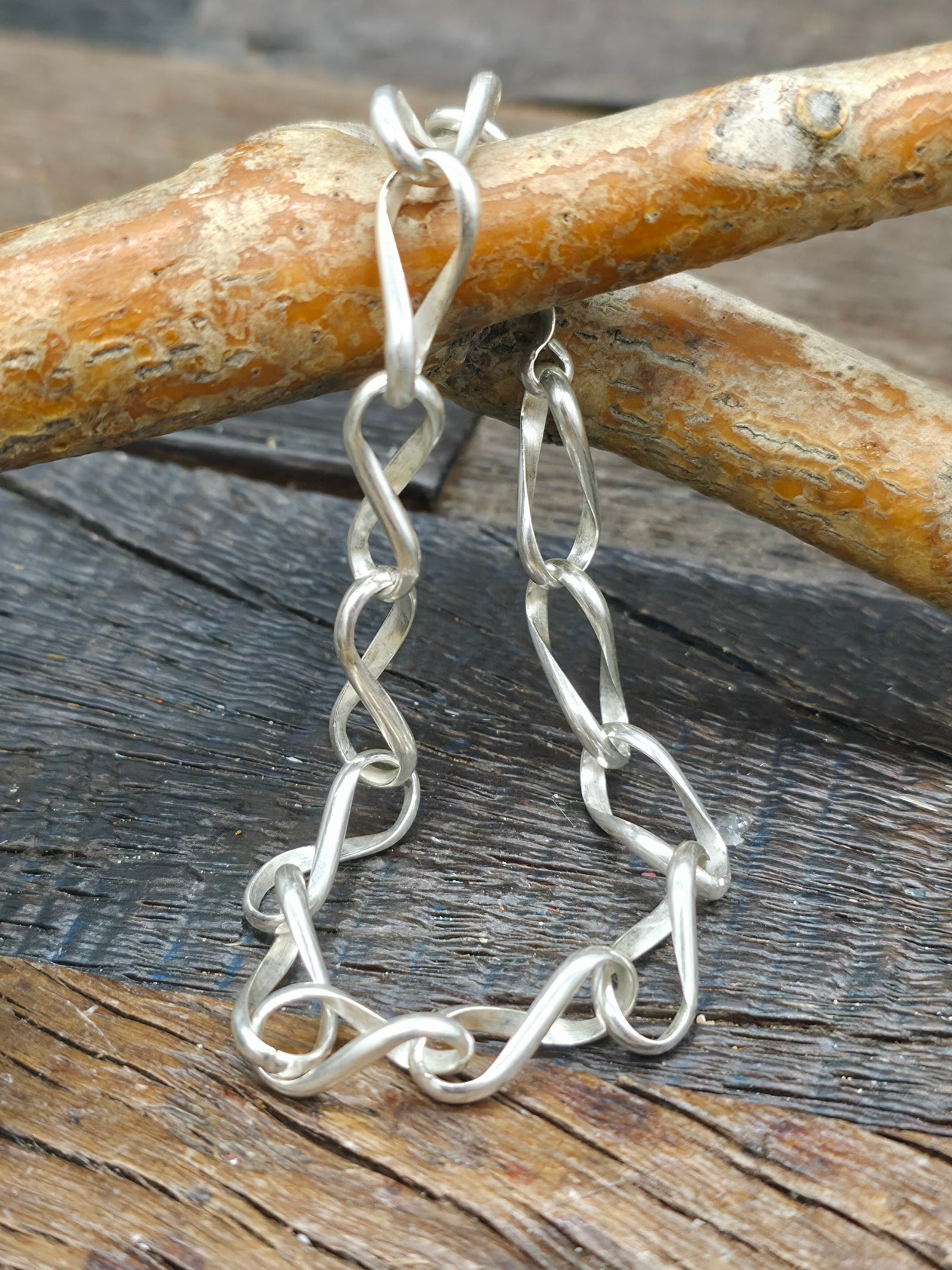 Sterling Silver Twist Link Bracelet by Francis Tabitha - 8 in.