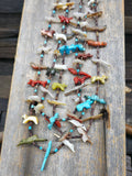 Vintage/Estate Pin Shell, Turquoise, Various Stone Animal Fetish Necklace with Sterling Findings - 25 in.