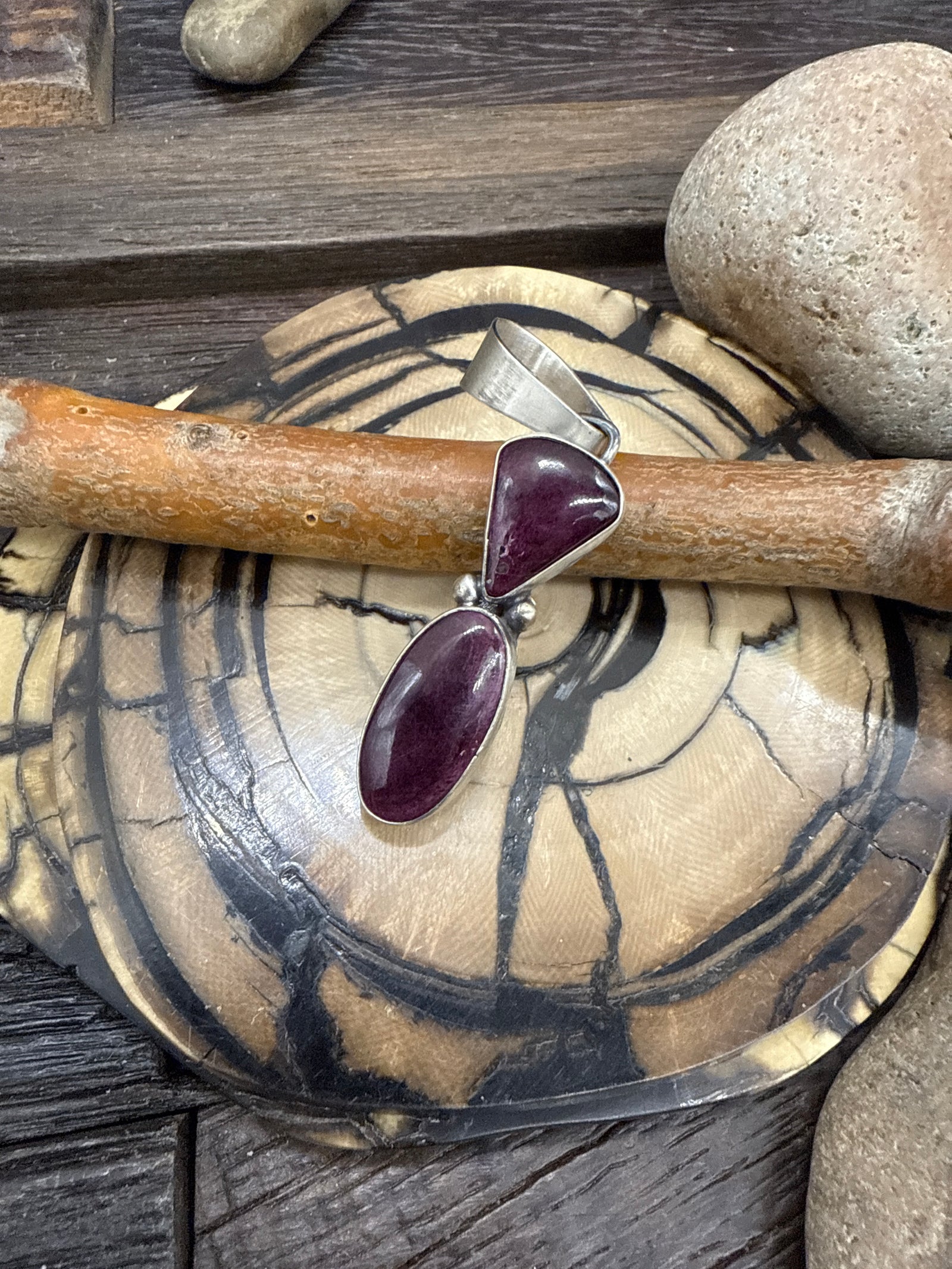 Two Stone Purple Spiny Pendant by Kathleen Livingston
