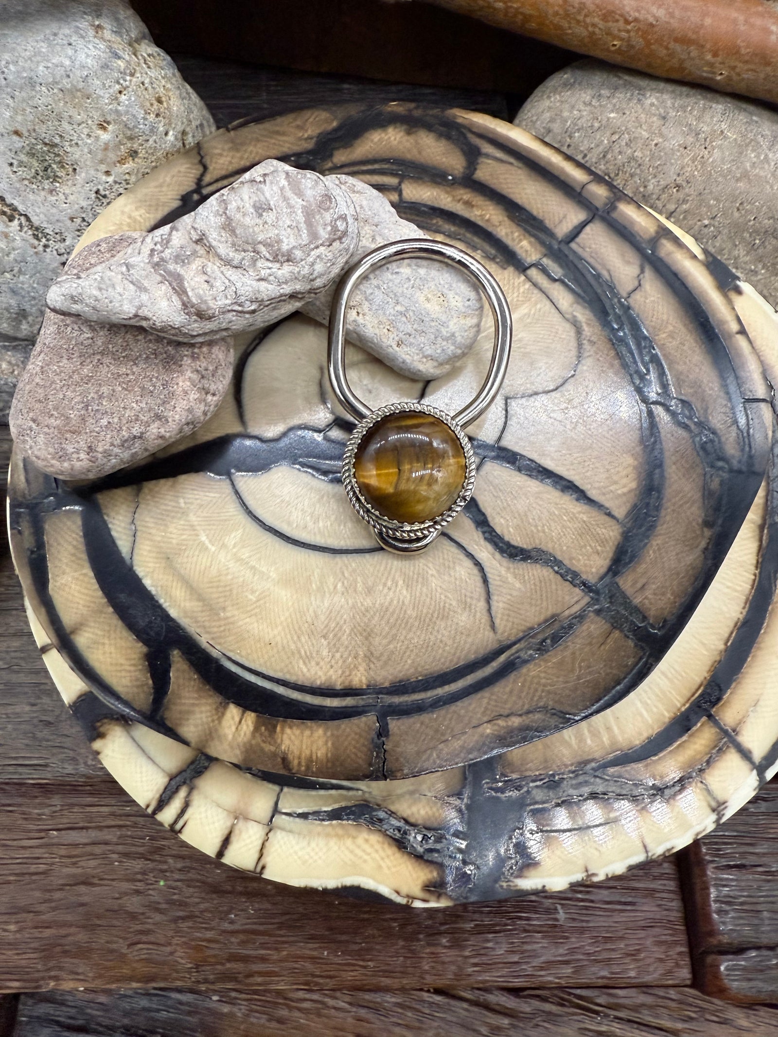 Tiger's Eye Sterling Silver Keychain by Vanessa Yazzie