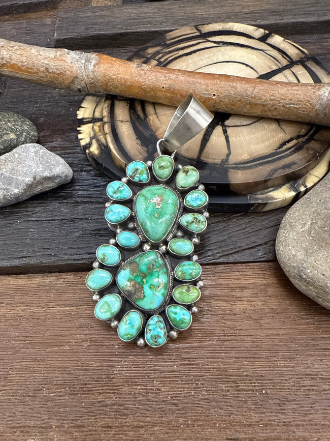 Sonoran Gold Turquoise Silver Pendant by Sheila