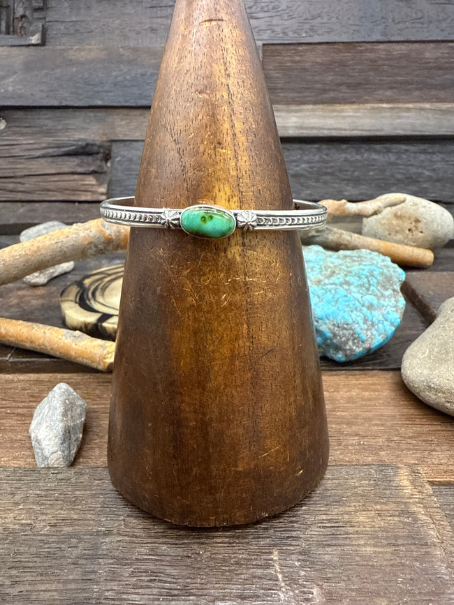 Sonoran Turquoise and Sterling Silver Cuff by Gene Delgarito - 6 in.