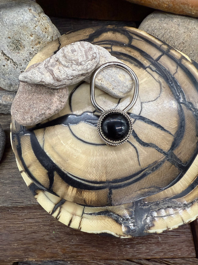 Black Onyx Sterling Silver Keychain by Vanessa Yazzie