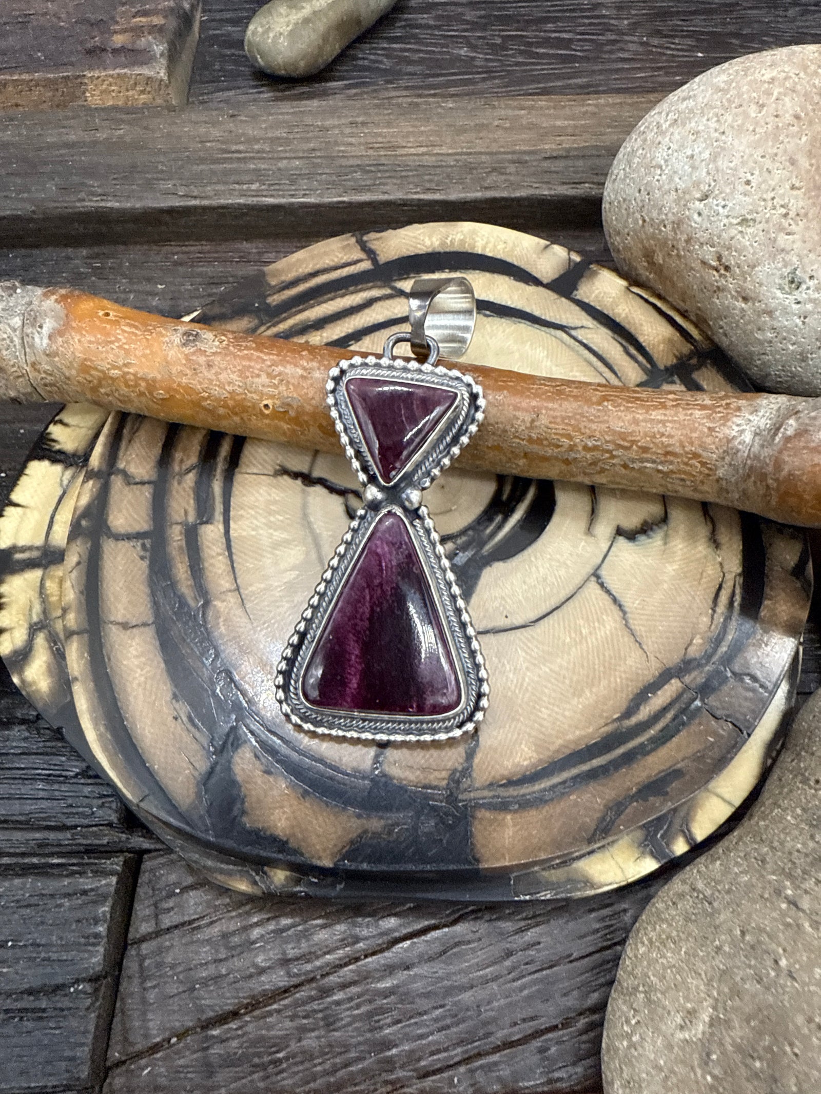 Two Stone Purple Spiny Pendant by Kathleen Livingston