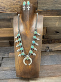 Sonoran Gold Turquoise Squash Blossom Necklace with Earrings - 20 in.