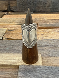 Long Stamped Heart Ring by Sunshine Reeves, Size 12 1/2