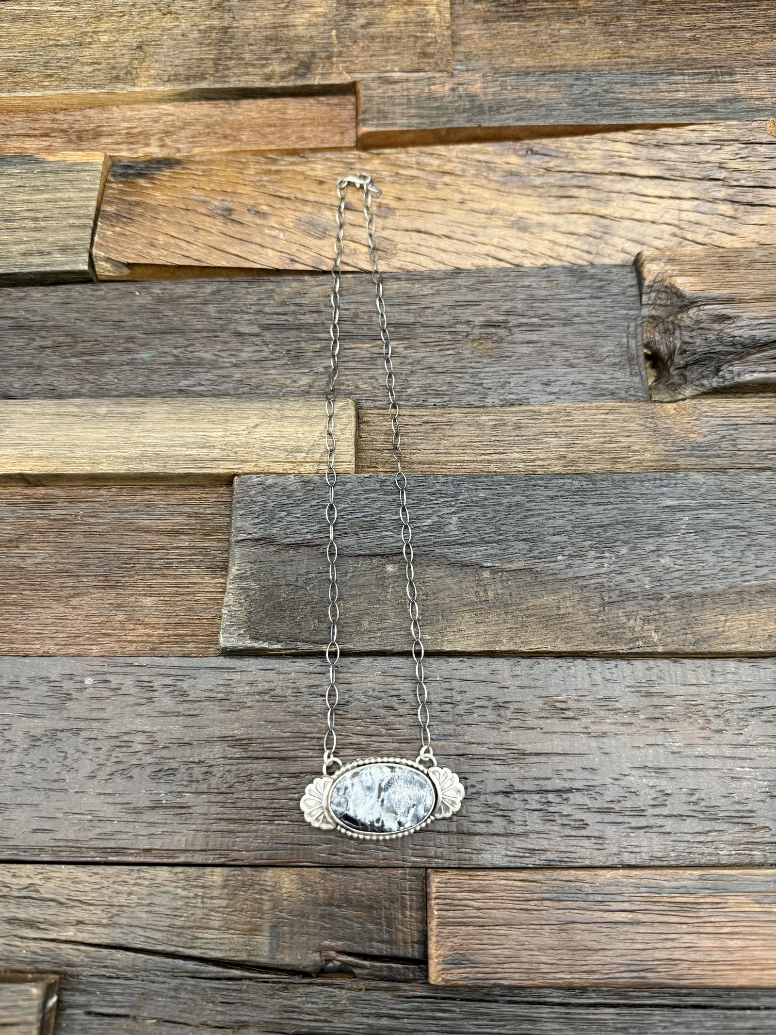 White Buffalo Bar Pendant Necklace