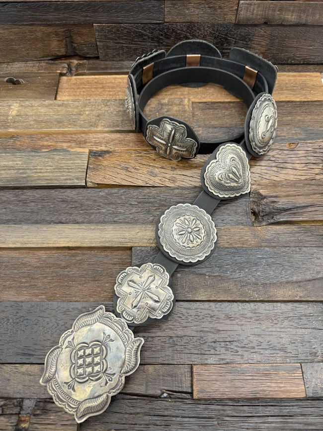Geraldine Yazzie Mulitshape Sterling Silver Concho Belt