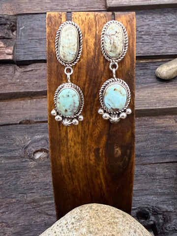 Green Kingman Turquoise Post Earrings by LaRose Ganadanegro