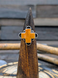 Orange Spiny Oyster 4 Direction Cross Ring by L. Archuleta Size 8.75