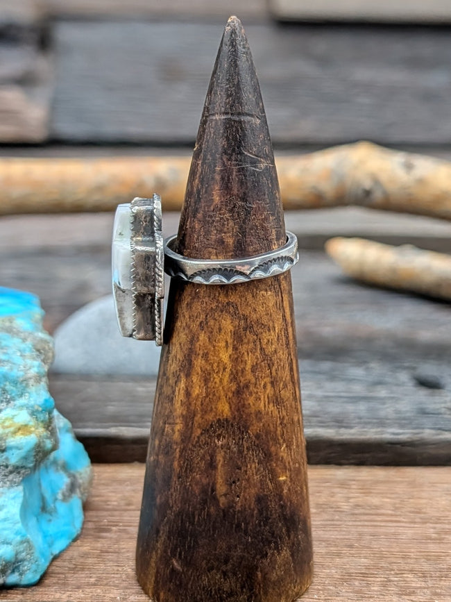 White Buffalo Cross Ring by L. Archuleta Size 9.5