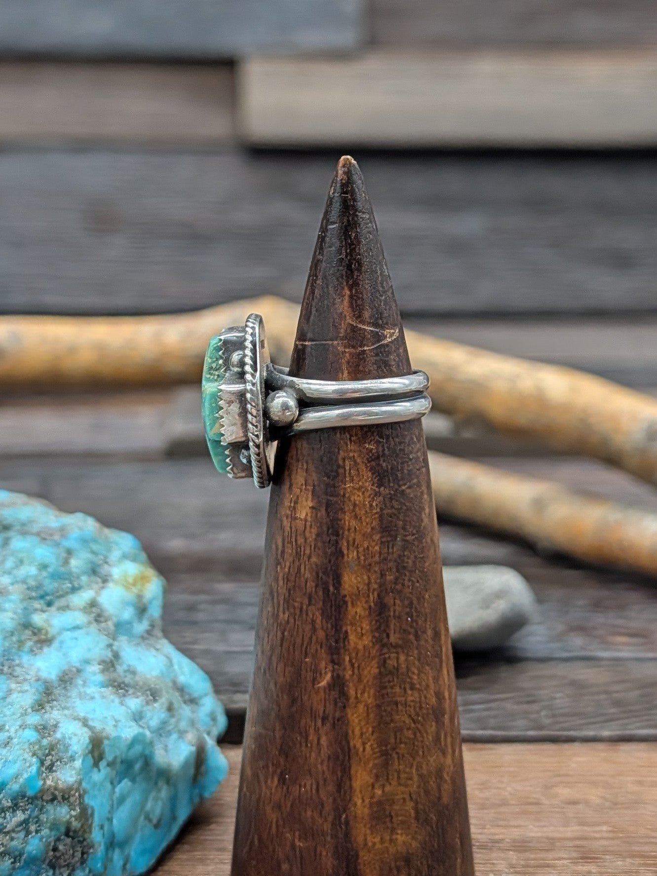 Royston Turquoise Santa Fe Cross Ring by L. Archuleta Size 6.75