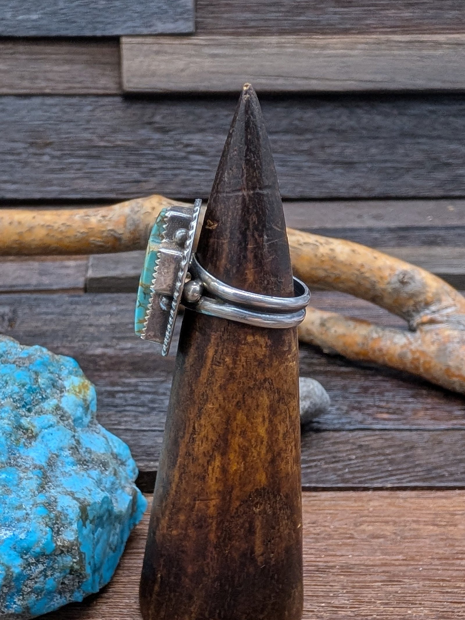 Royston Turquoise Cross Ring by L. Archuleta Size 7.75