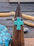 Royston Turquoise Cross Ring by L. Archuleta Size 9.5