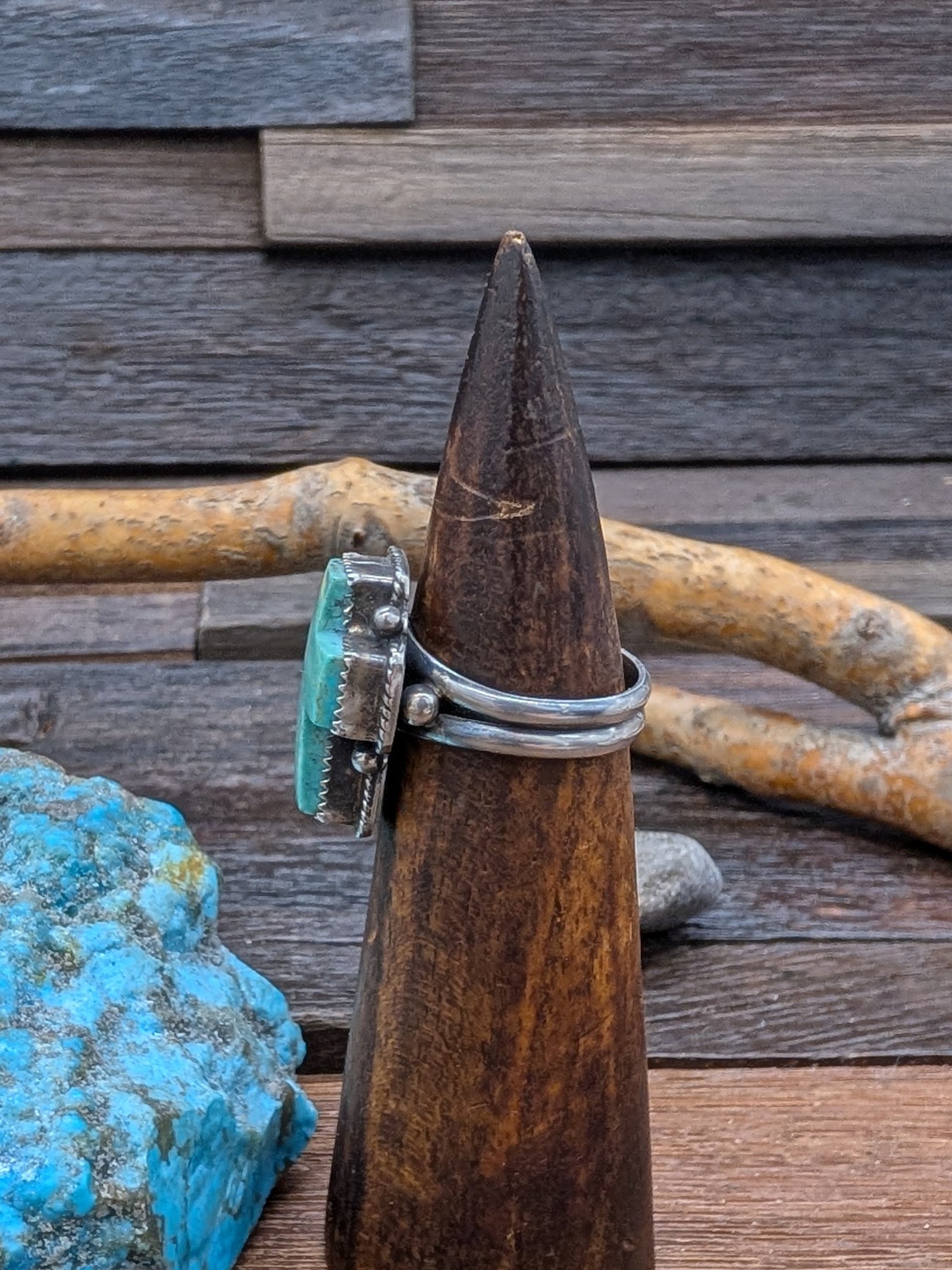 Royston Turquoise Cross Ring by L. Archuleta Size 9.5