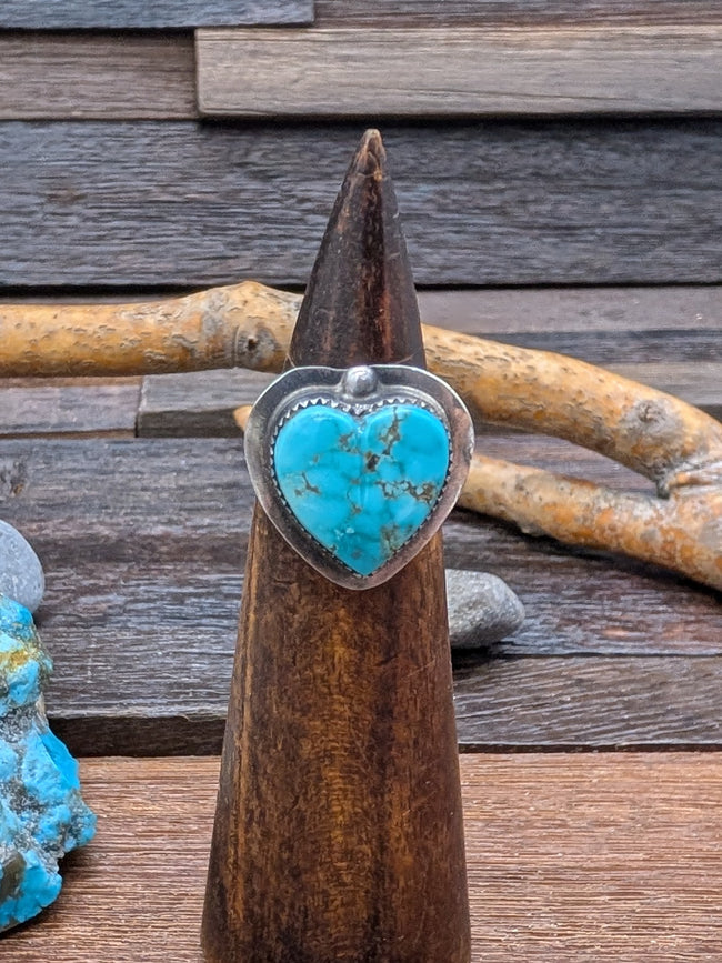 Royston Turquoise Heart Ring Size 8 by L. Archuleta