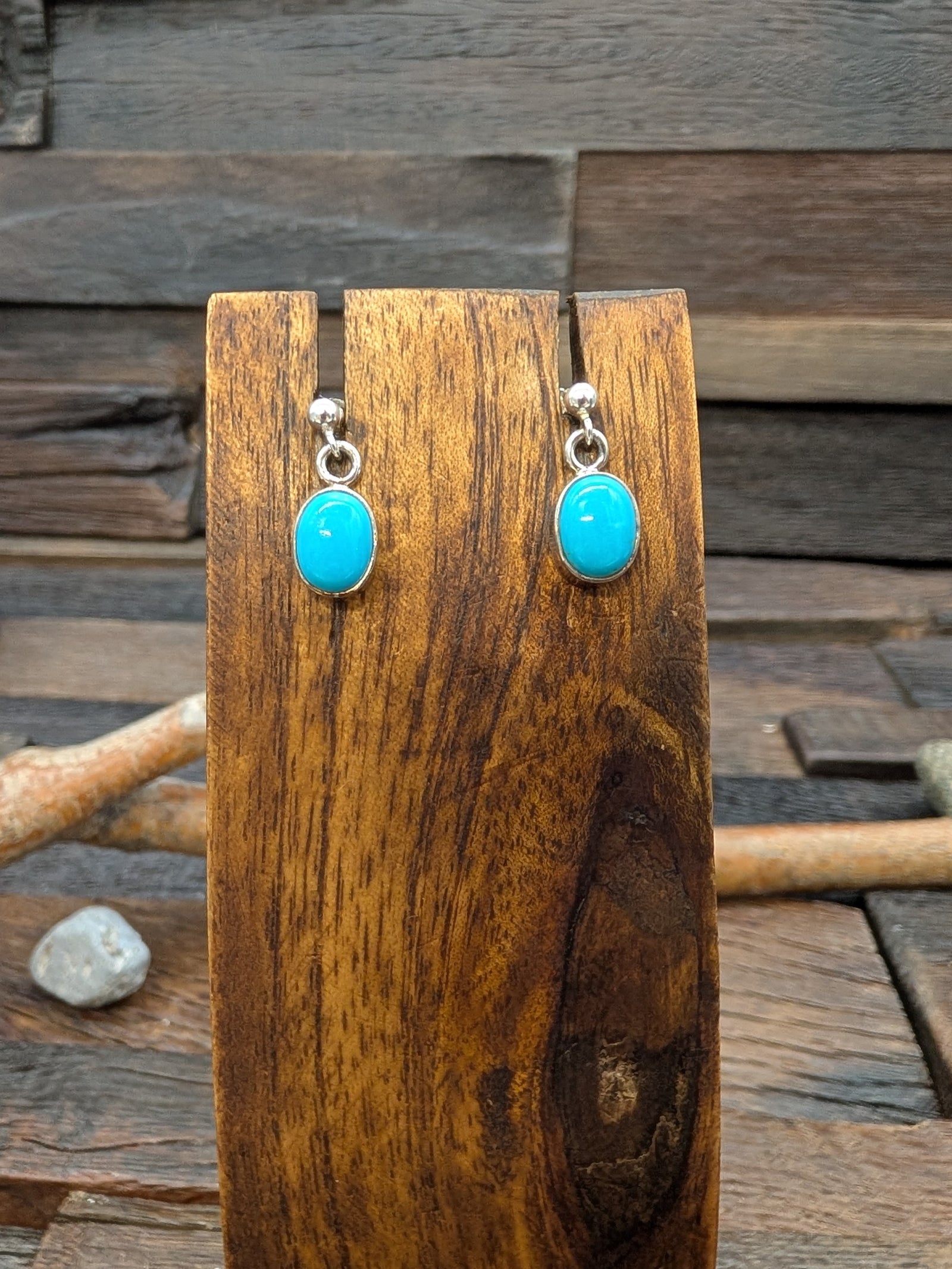 Blue Turquoise Stud and Dangle Earrings by Shirley Henry