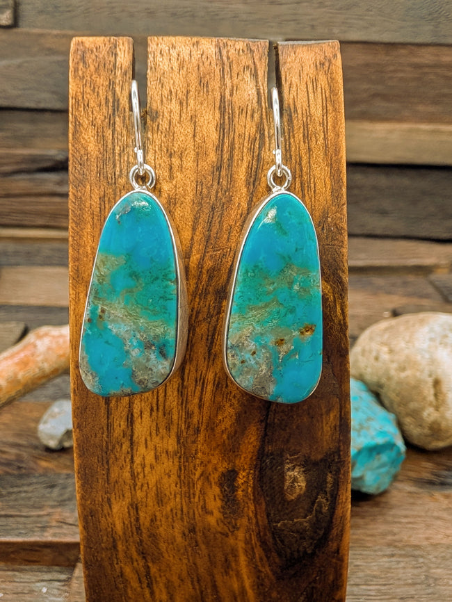 Turquoise Baroque Hook Dangle Earrings 1 1/4in