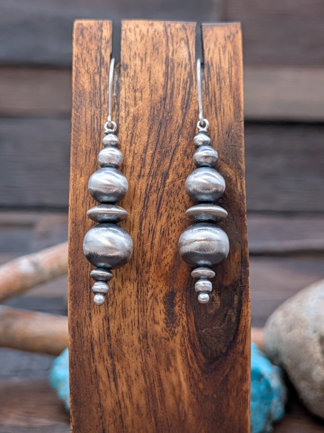 Sterling Silver Oxidized Bead Hook Dangle Earrings by Dorinda Mariano