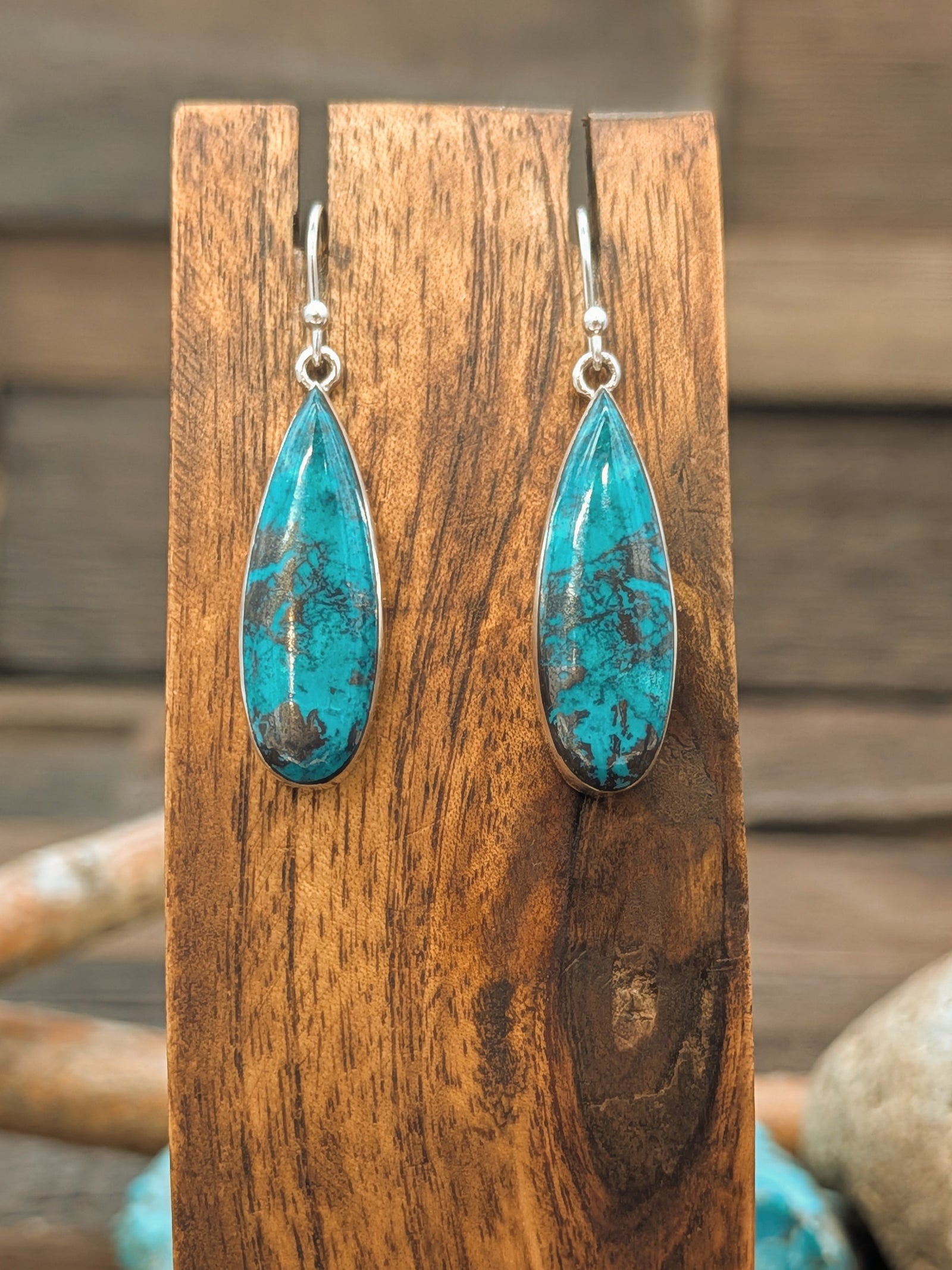 Chrysocolla Sterling Silver Hook Dangle Earrings by Cathy Webster