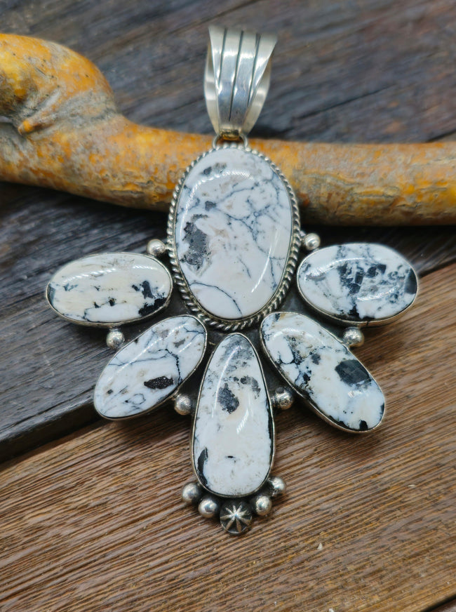 White Buffalo Cluster Pendant by Linda Yazzie