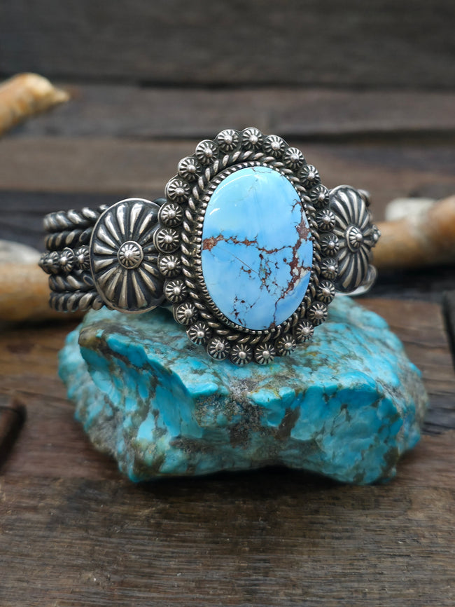 Sterling Silver Starshot and Rope Design Golden Hills Cuff Bracelet - 6 3/4 in. with gap