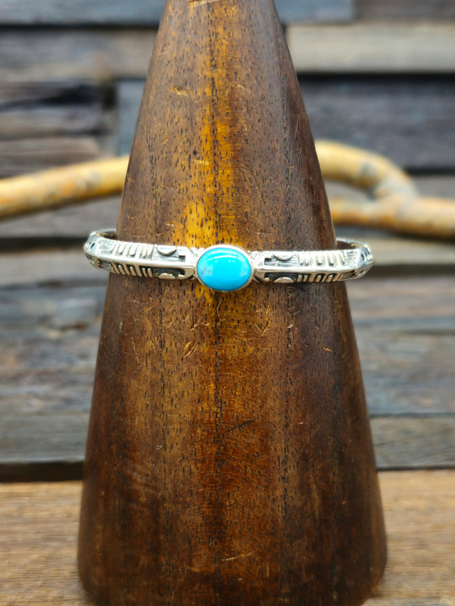 Cast Sterling Silver Blue Turquoise Cuff - 6 in.