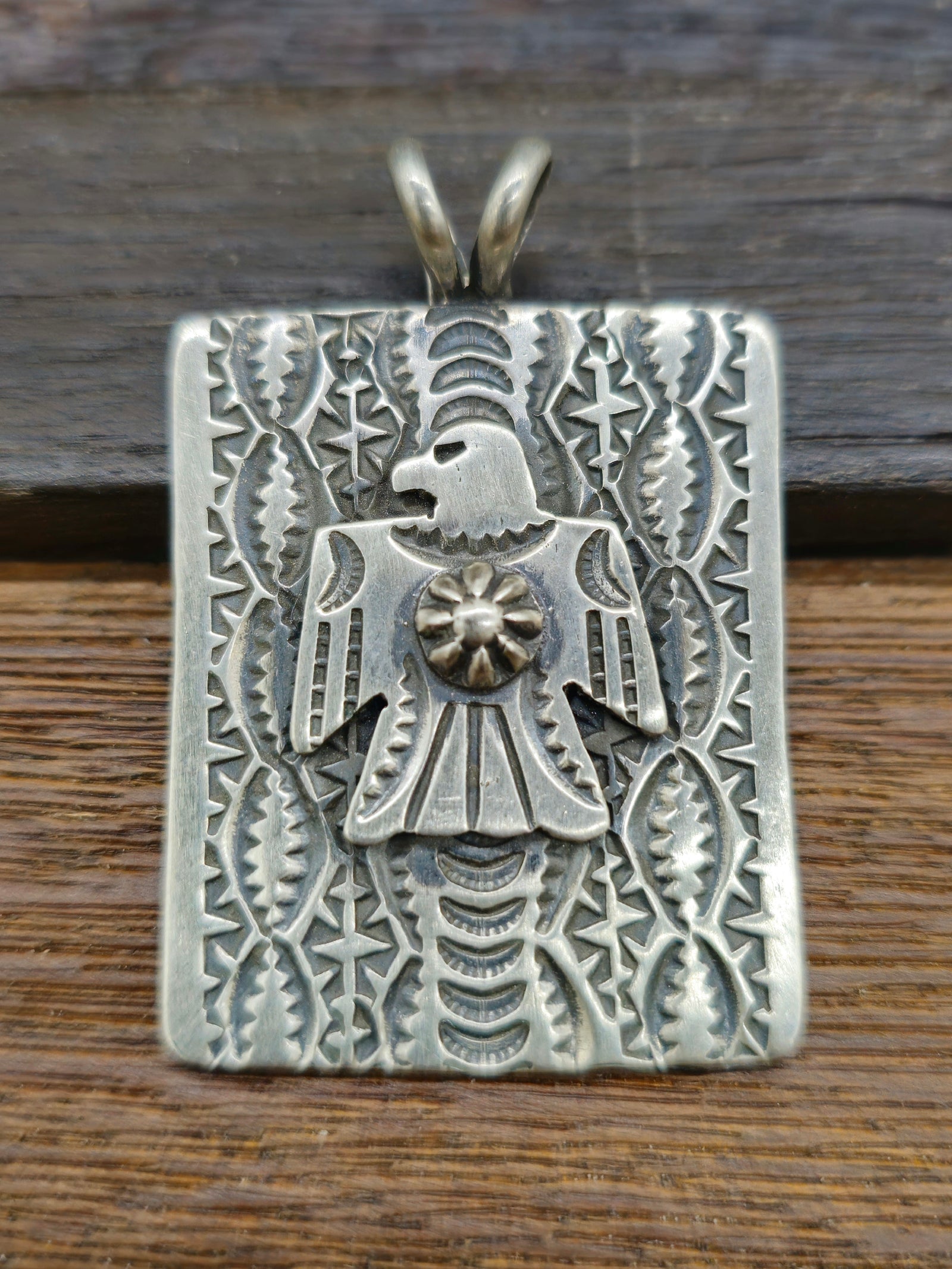 Oxidized Sterling Silver Thunderbird Pendant