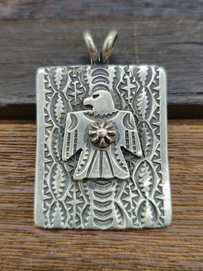 Oxidized Sterling Silver Thunderbird Pendant
