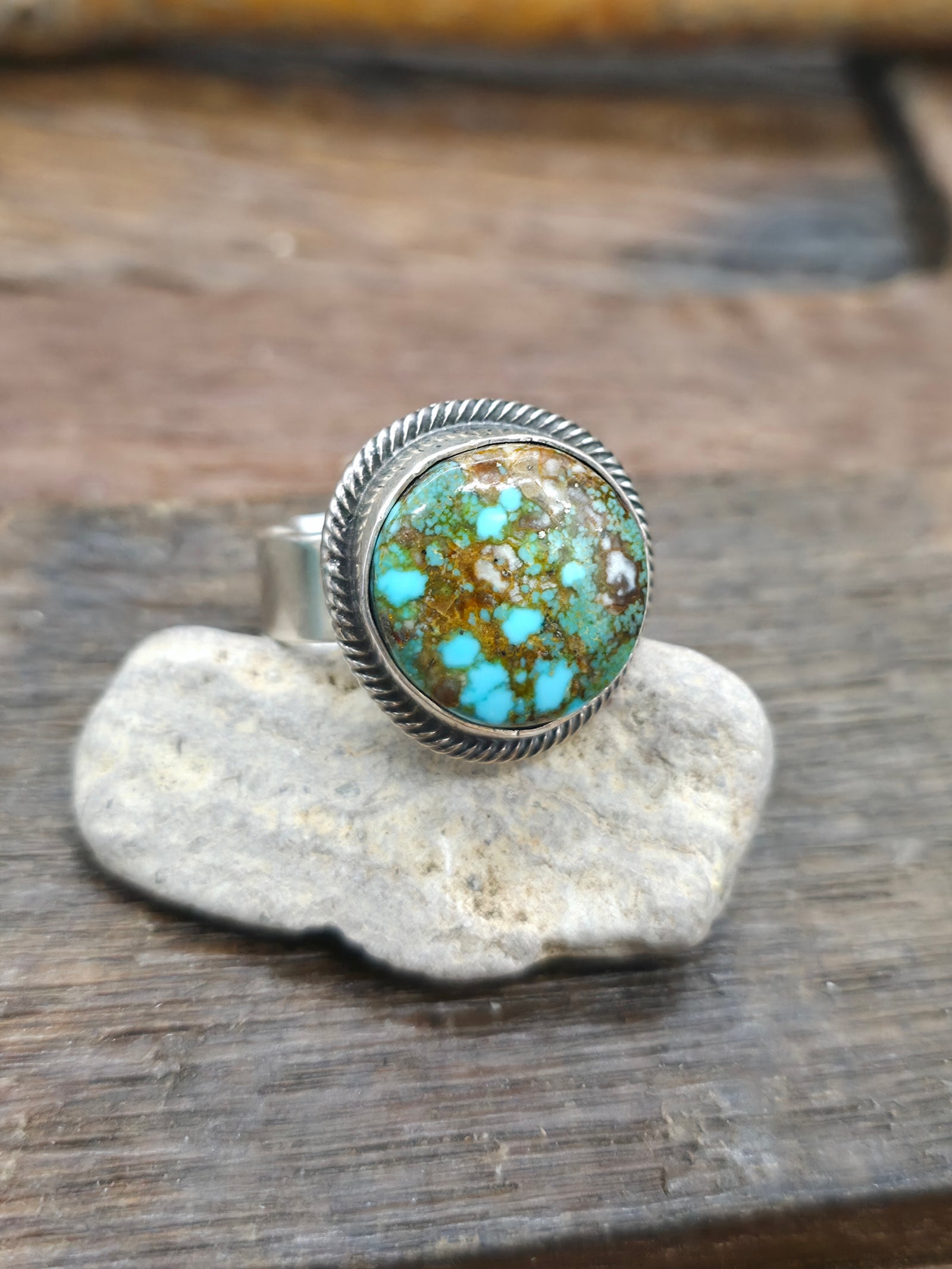 Sterling Silver Turquoise Ring by Leon Martinez - Adjustable
