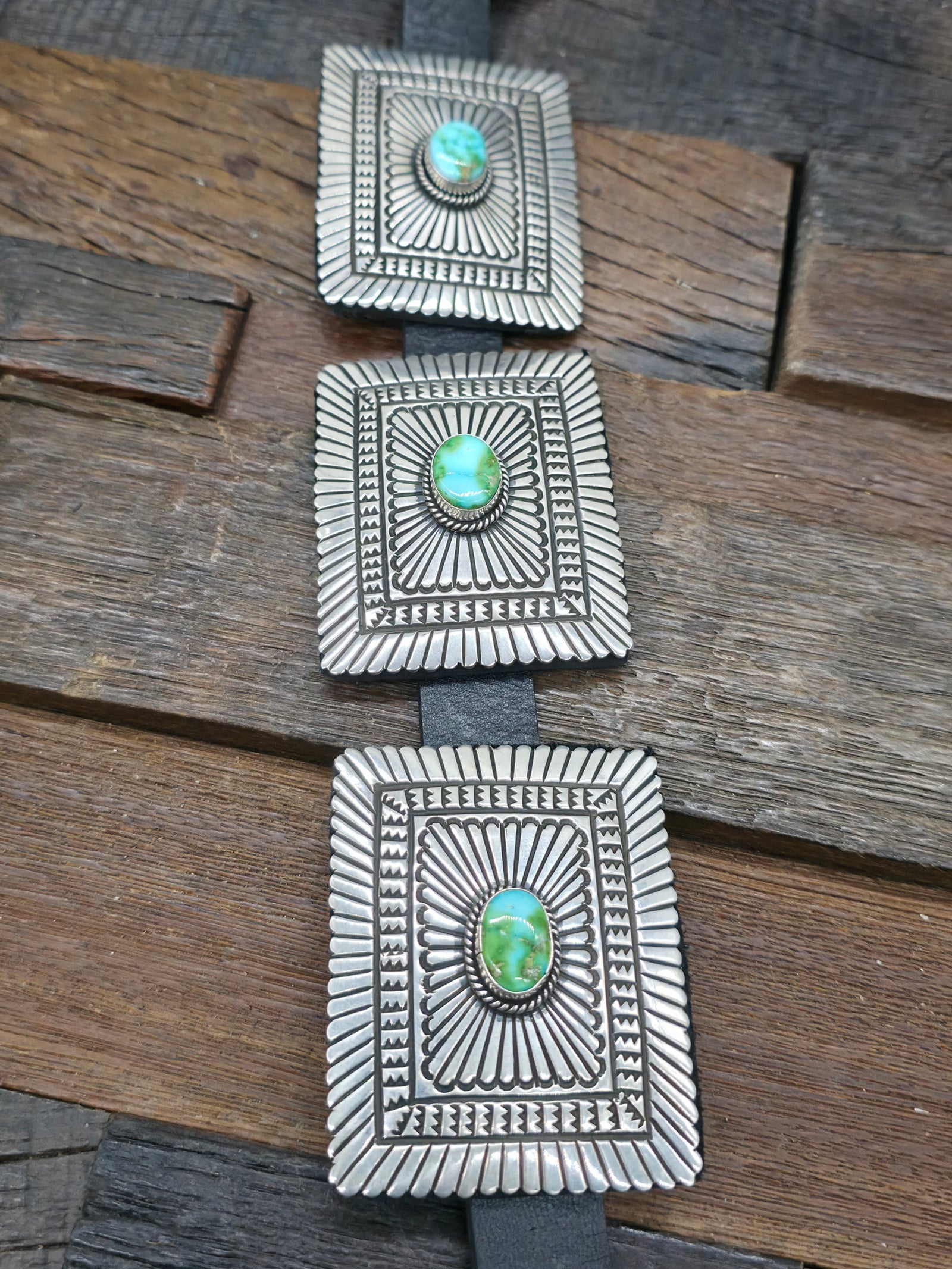 Sterling Silver Sonoran Turquoise Concho Belt by Tsosie White - 58 in.