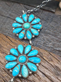 Sterling Silver and Turquoise Cluster Lariat Necklace and Earring Set by E. Garfield - 24 in. with 5 1/2 in. Drop