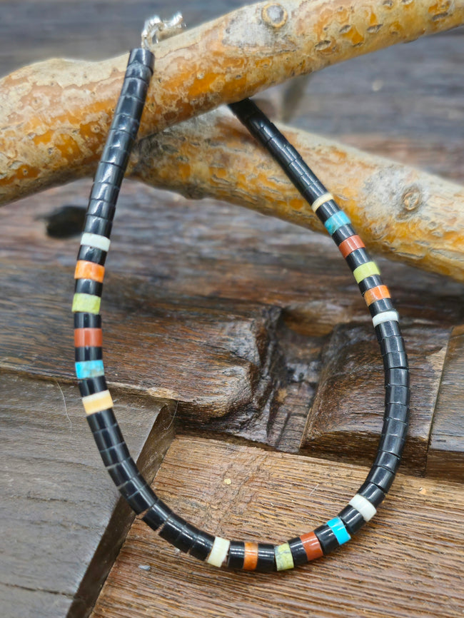 Santo Domingo Jet, Multistone Stripe Bracelet by Dorene Calabaza 7.5 in.