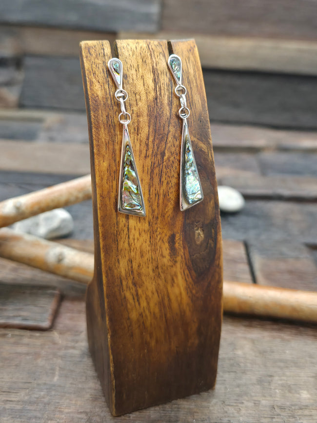 Zuni Sterling Silver and Abalone Post Dangle Earrings by Annie Gasper