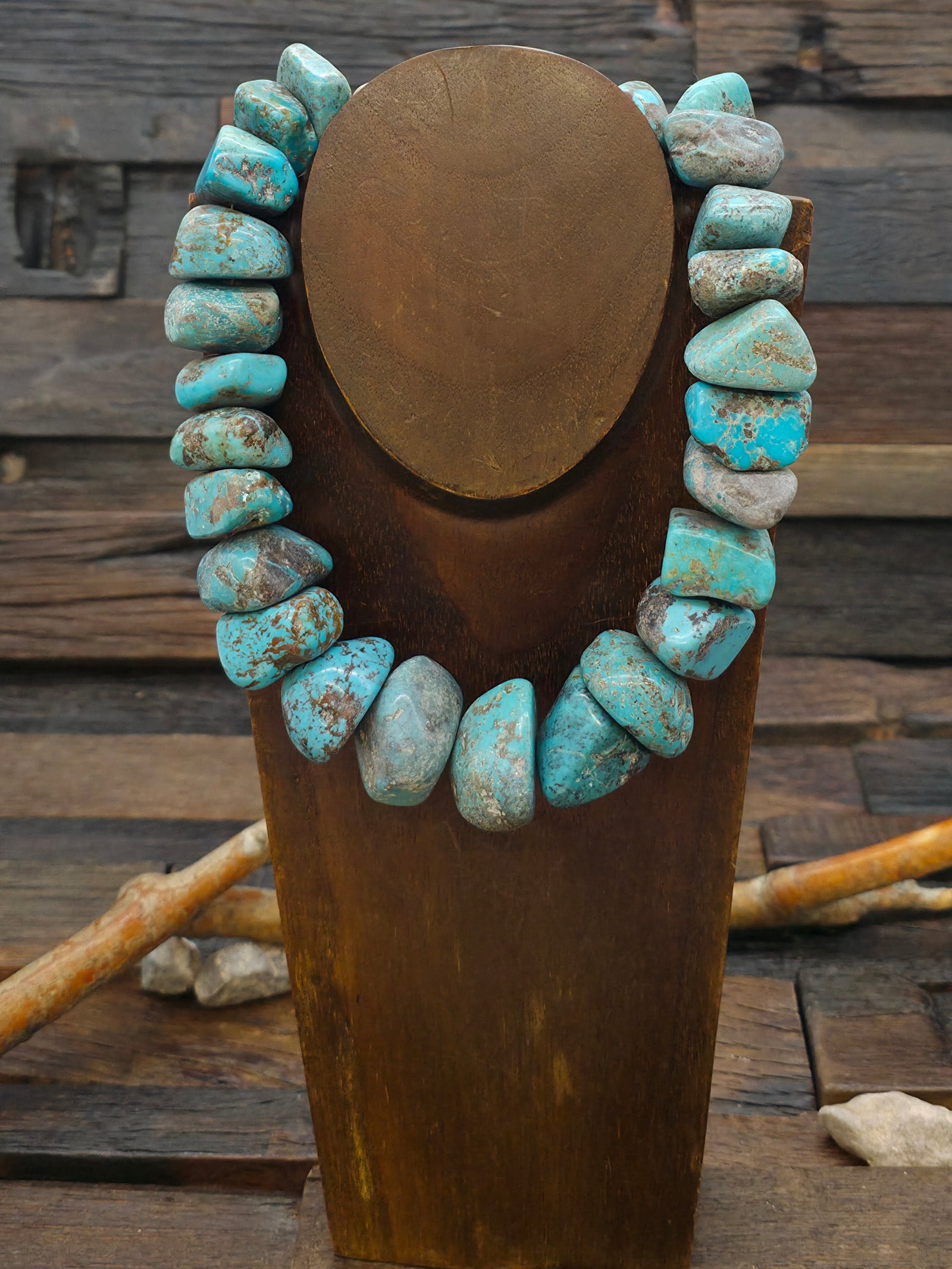 Chunky Sky Horse Turquoise Nugget Necklace - 18 in.