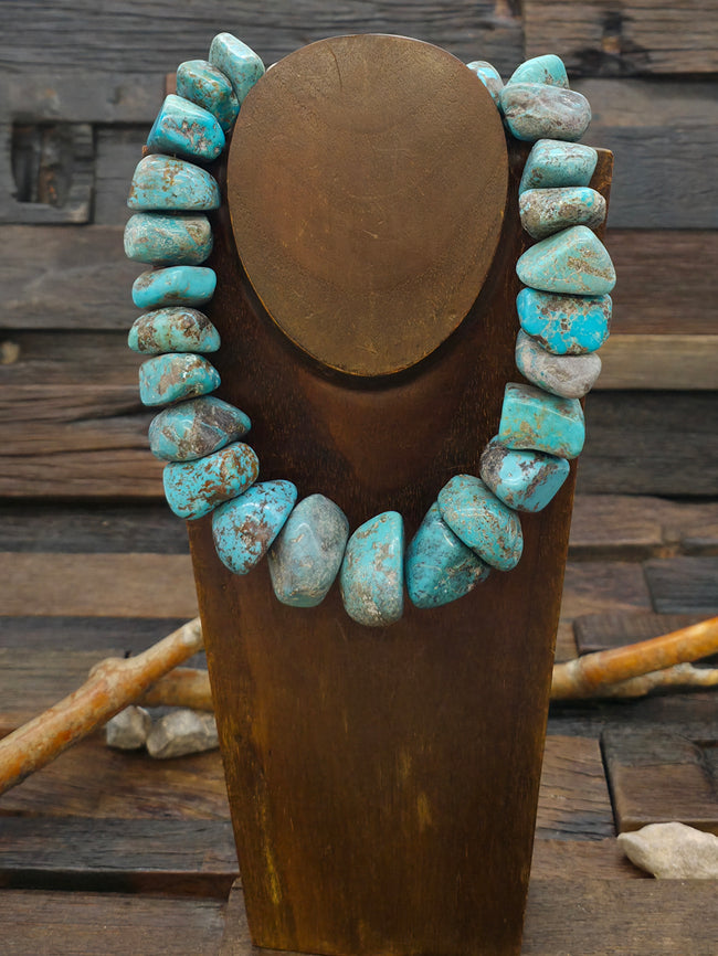 Chunky Sky Horse Turquoise Nugget Necklace - 18 in.