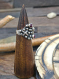 Sterling Silver Cross and Raindrop Purple Spiny Ring by Geneva Apachito - Size 9 1/2