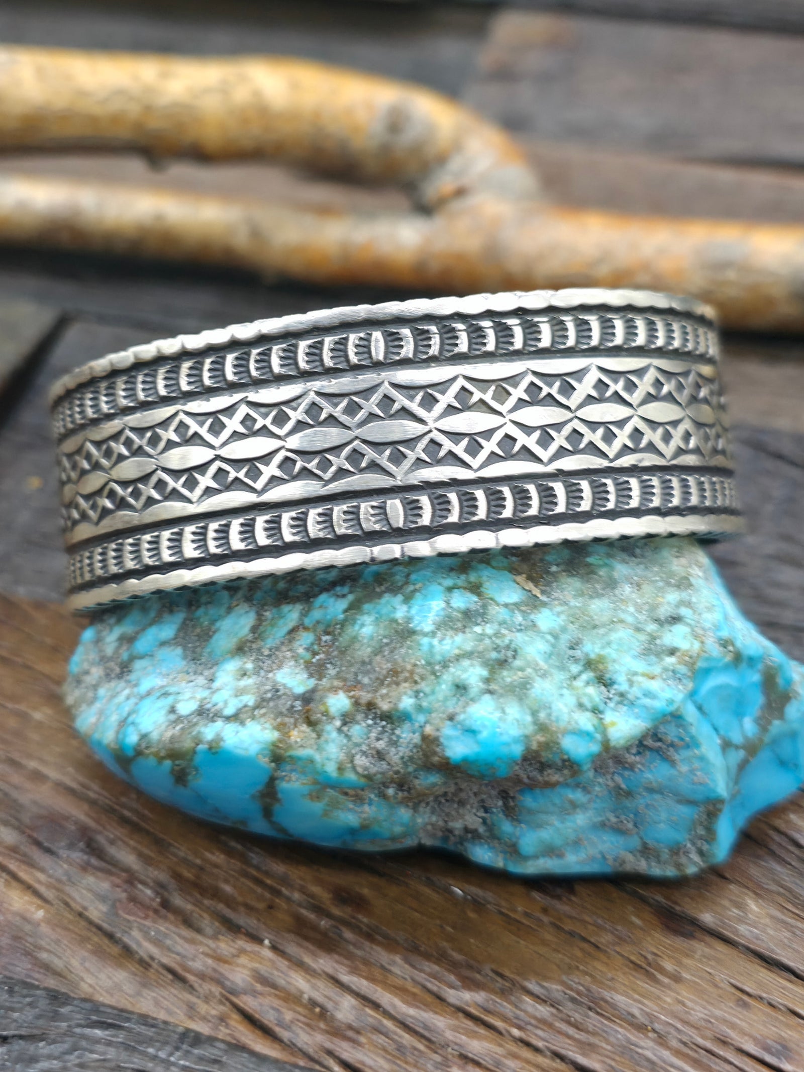 Stamped Sterling Silver Cuff Bracelet by Sunshine Reeves - 7 3/4 in. with Gap
