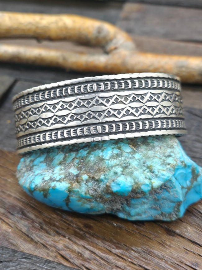 Stamped Sterling Silver Cuff Bracelet by Sunshine Reeves - 7 3/4 in. with Gap
