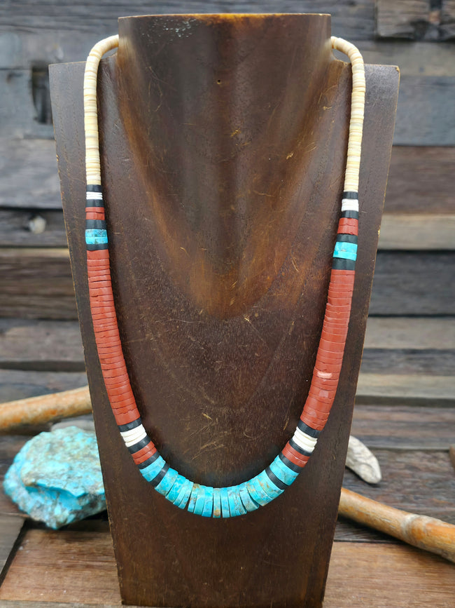 Colorblock Heishi Multi Stone Necklace by Torevia Crespin - 18 in.
