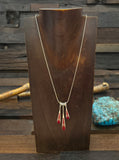 Sterling Silver Rosarita Inlay Three Pendant Necklace by Charles Willie - 18 in.